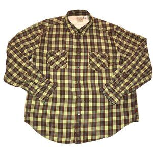 Vintage Levi's Brown Plaid Pearl Snap Shirt Size Xl Long Sleeve Western Mens